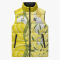 Australia Wattle Day Sleeveless Puffer Jacket Sulphur-crested Cockatoo Aboriginal Pattern