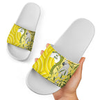 Australia Wattle Day Slide Sandals Sulphur-crested Cockatoo Aboriginal Pattern