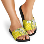 Australia Wattle Day Slide Sandals Sulphur-crested Cockatoo Aboriginal Pattern