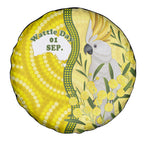 Australia Wattle Day Spare Tire Cover Sulphur-crested Cockatoo Aboriginal Pattern