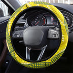 Australia Wattle Day Steering Wheel Cover Sulphur-crested Cockatoo Aboriginal Pattern