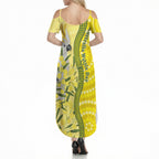 Australia Wattle Day Summer Maxi Dress Sulphur-crested Cockatoo Aboriginal Pattern