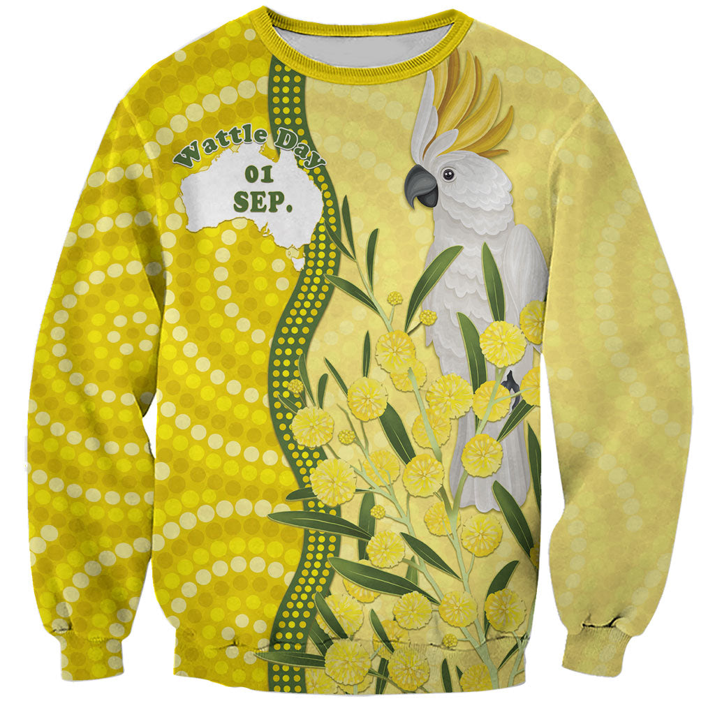 Australia Wattle Day Sweatshirt Sulphur-crested Cockatoo Aboriginal Pattern