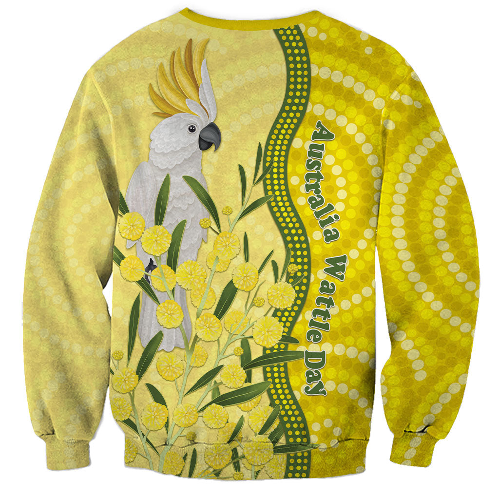 Australia Wattle Day Sweatshirt Sulphur-crested Cockatoo Aboriginal Pattern