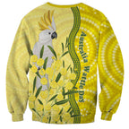 Australia Wattle Day Sweatshirt Sulphur-crested Cockatoo Aboriginal Pattern