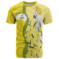 Australia Wattle Day T Shirt Sulphur-crested Cockatoo Aboriginal Pattern