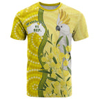 Australia Wattle Day T Shirt Sulphur-crested Cockatoo Aboriginal Pattern