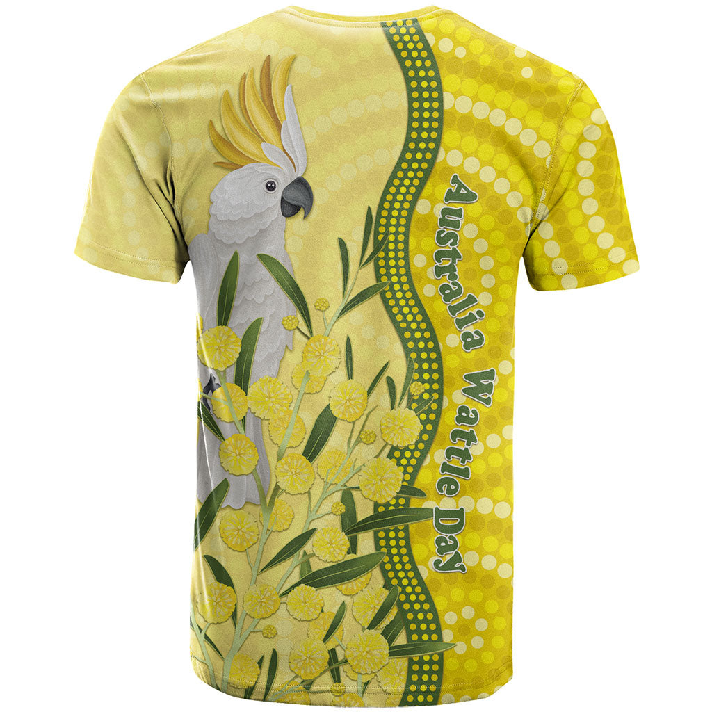 Australia Wattle Day T Shirt Sulphur-crested Cockatoo Aboriginal Pattern