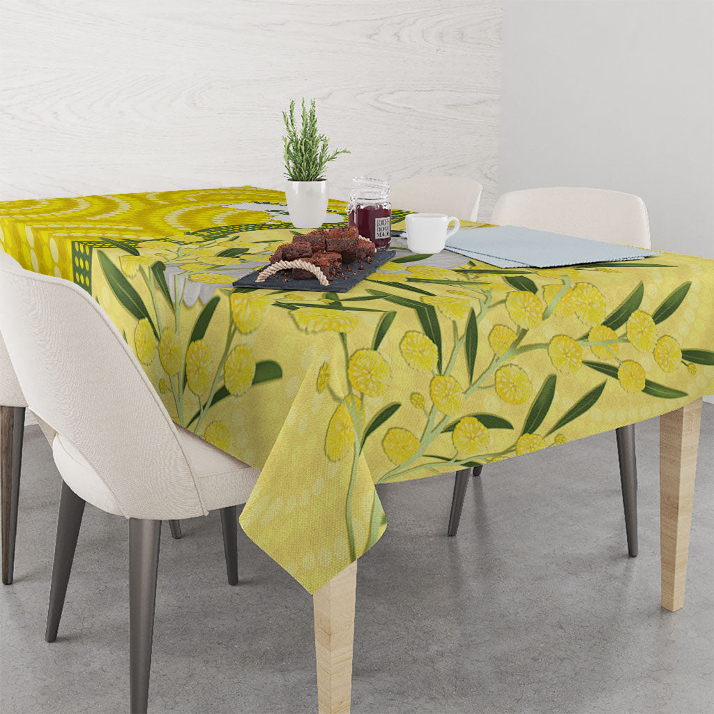 Australia Wattle Day Tablecloth Sulphur-crested Cockatoo Aboriginal Pattern