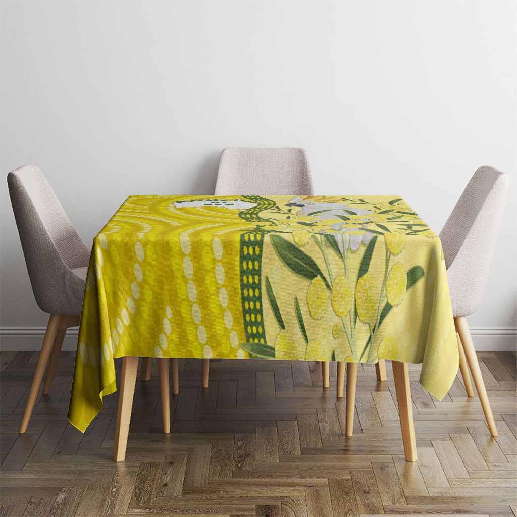 Australia Wattle Day Tablecloth Sulphur-crested Cockatoo Aboriginal Pattern