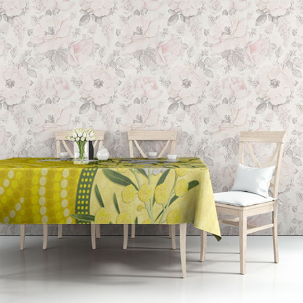 Australia Wattle Day Tablecloth Sulphur-crested Cockatoo Aboriginal Pattern