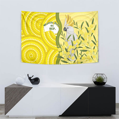 Australia Wattle Day Tapestry Sulphur-crested Cockatoo Aboriginal Pattern