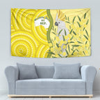 Australia Wattle Day Tapestry Sulphur-crested Cockatoo Aboriginal Pattern