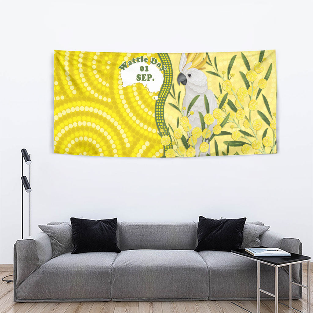 Australia Wattle Day Tapestry Sulphur-crested Cockatoo Aboriginal Pattern