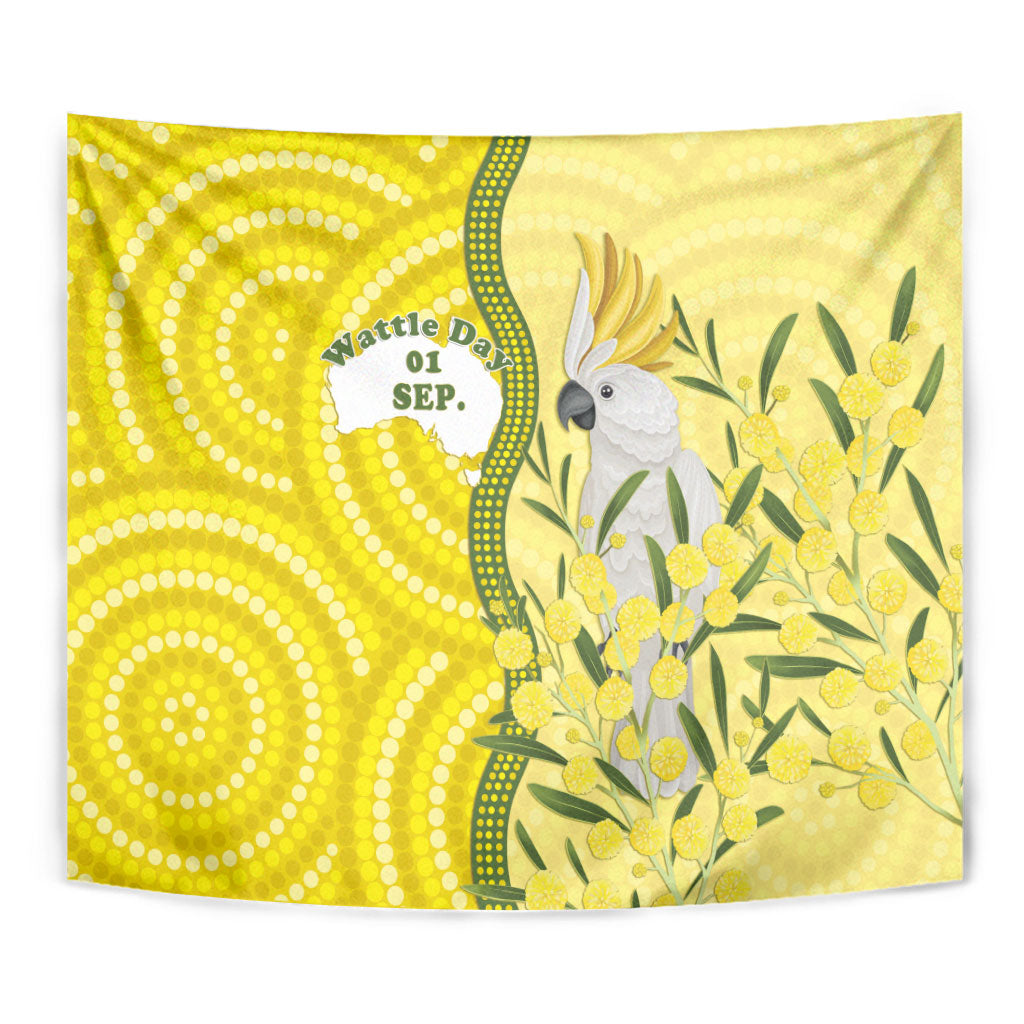 Australia Wattle Day Tapestry Sulphur-crested Cockatoo Aboriginal Pattern