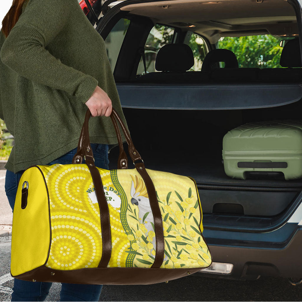 Australia Wattle Day Travel Bag Sulphur-crested Cockatoo Aboriginal Pattern