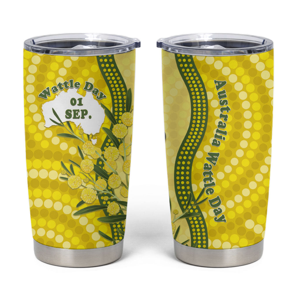 Australia Wattle Day Tumbler Cup Sulphur-crested Cockatoo Aboriginal Pattern