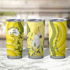 Australia Wattle Day Tumbler Cup Sulphur-crested Cockatoo Aboriginal Pattern