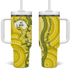 Australia Wattle Day Tumbler With Handle Sulphur-crested Cockatoo Aboriginal Pattern