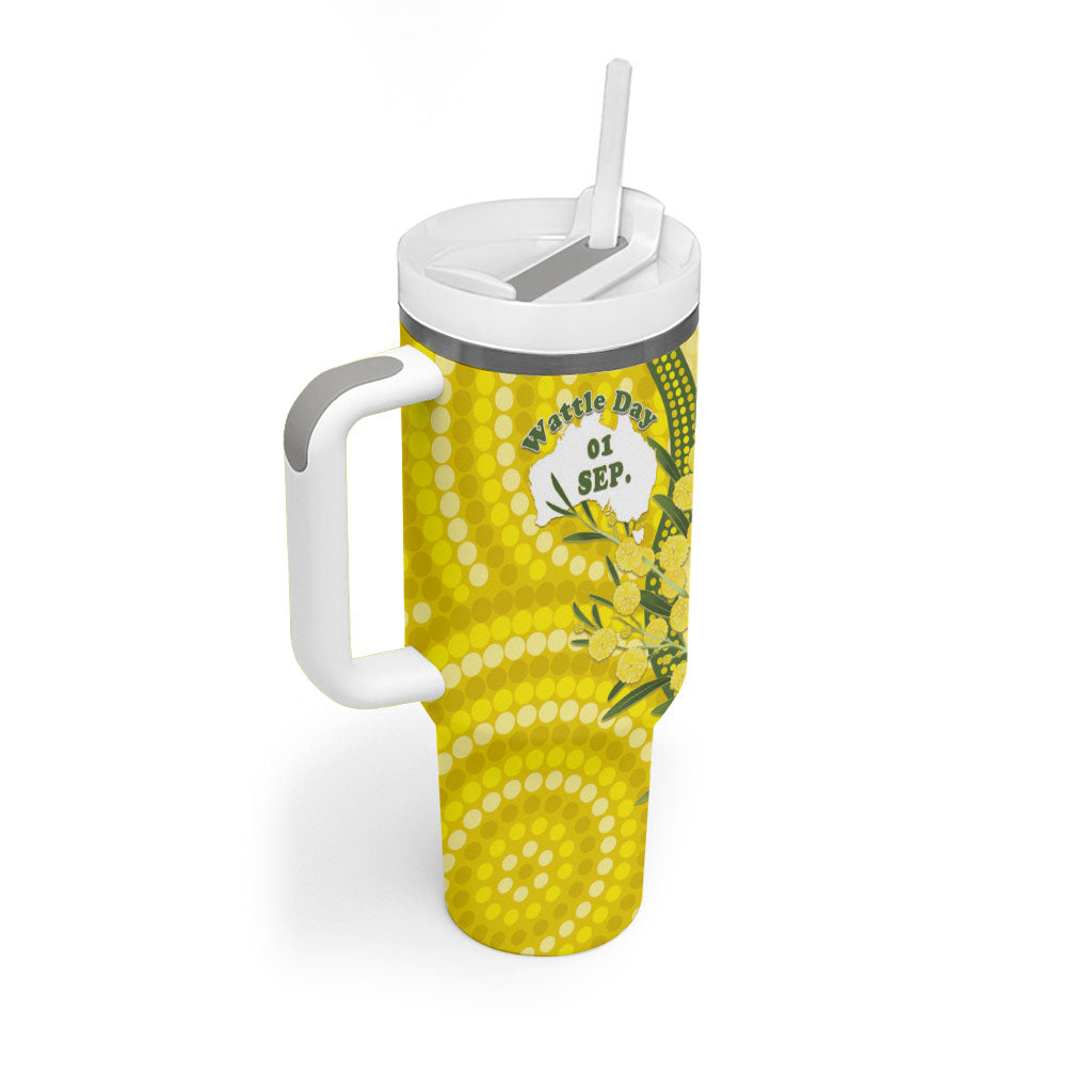Australia Wattle Day Tumbler With Handle Sulphur-crested Cockatoo Aboriginal Pattern