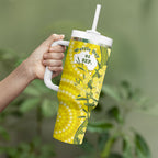Australia Wattle Day Tumbler With Handle Sulphur-crested Cockatoo Aboriginal Pattern