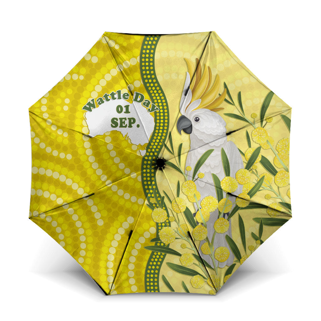 Australia Wattle Day Umbrella Sulphur-crested Cockatoo Aboriginal Pattern