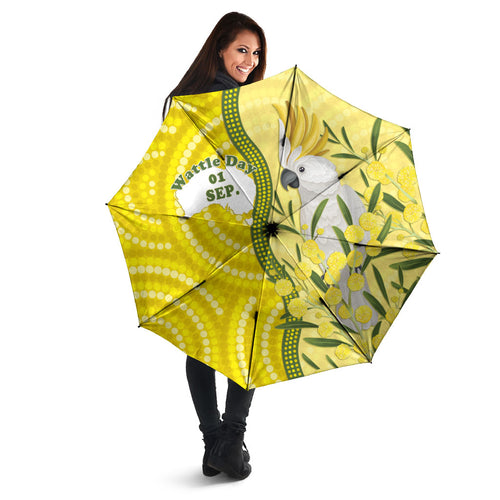 Australia Wattle Day Umbrella Sulphur-crested Cockatoo Aboriginal Pattern