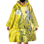 Australia Wattle Day Wearable Blanket Hoodie Sulphur-crested Cockatoo Aboriginal Pattern