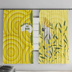 Australia Wattle Day Window Curtain Sulphur-crested Cockatoo Aboriginal Pattern