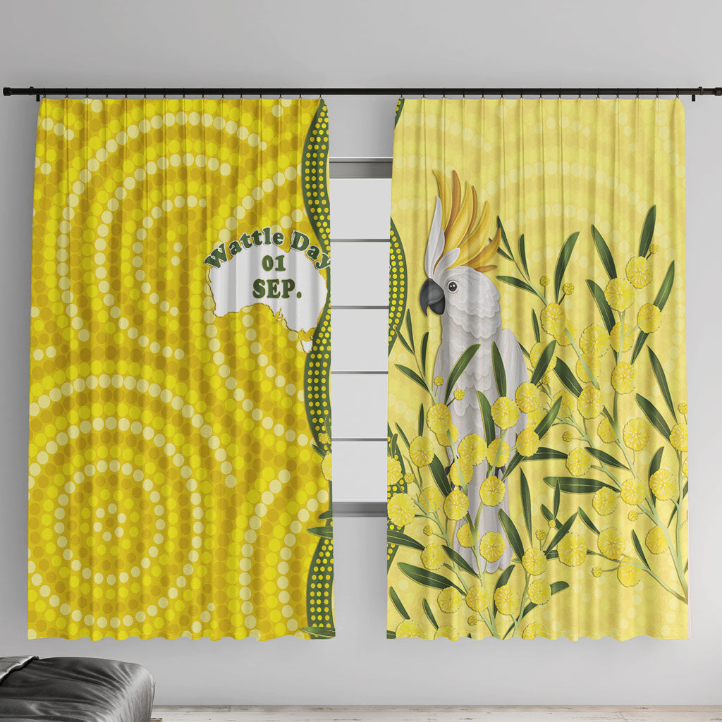 Australia Wattle Day Window Curtain Sulphur-crested Cockatoo Aboriginal Pattern