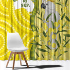 Australia Wattle Day Window Curtain Sulphur-crested Cockatoo Aboriginal Pattern