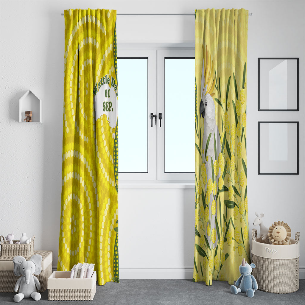 Australia Wattle Day Window Curtain Sulphur-crested Cockatoo Aboriginal Pattern
