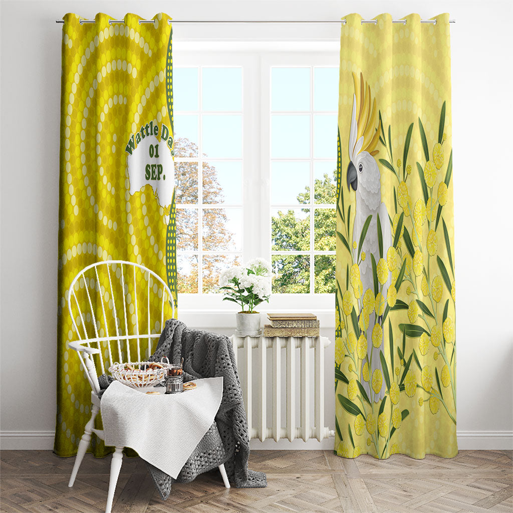 Australia Wattle Day Window Curtain Sulphur-crested Cockatoo Aboriginal Pattern