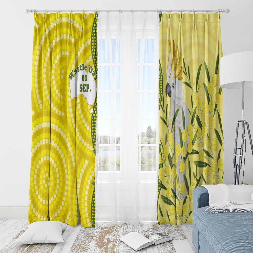 Australia Wattle Day Window Curtain Sulphur-crested Cockatoo Aboriginal Pattern