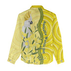 Australia Wattle Day Women Casual Shirt Sulphur-crested Cockatoo Aboriginal Pattern