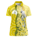 Australia Wattle Day Women Polo Shirt Sulphur-crested Cockatoo Aboriginal Pattern