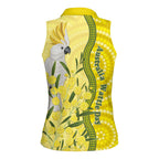 Australia Wattle Day Women Sleeveless Polo Shirt Sulphur-crested Cockatoo Aboriginal Pattern