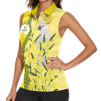 Australia Wattle Day Women Sleeveless Polo Shirt Sulphur-crested Cockatoo Aboriginal Pattern