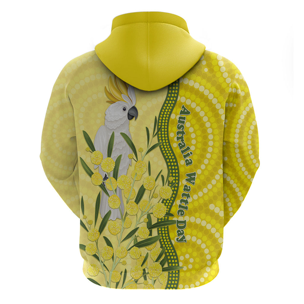 Australia Wattle Day Zip Hoodie Sulphur-crested Cockatoo Aboriginal Pattern