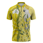 Australia Wattle Day Zipper Polo Shirt Sulphur-crested Cockatoo Aboriginal Pattern