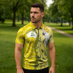Australia Wattle Day Zipper Polo Shirt Sulphur-crested Cockatoo Aboriginal Pattern