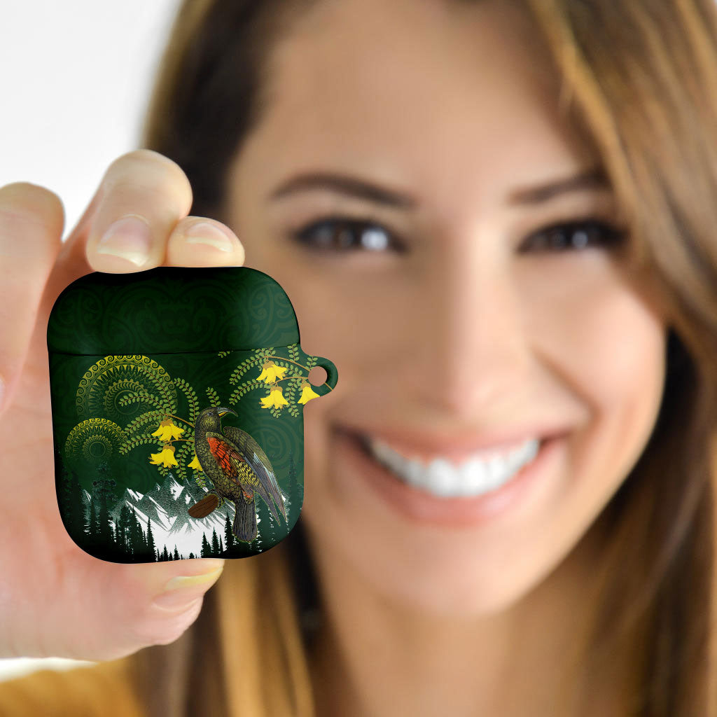 Kea Bird Kowhai New Zealand AirPods Case Mountain Landscape Maori Art