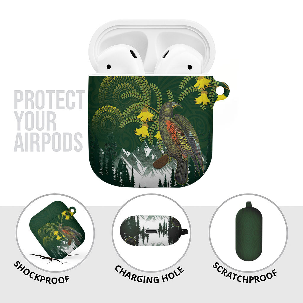 Kea Bird Kowhai New Zealand AirPods Case Mountain Landscape Maori Art