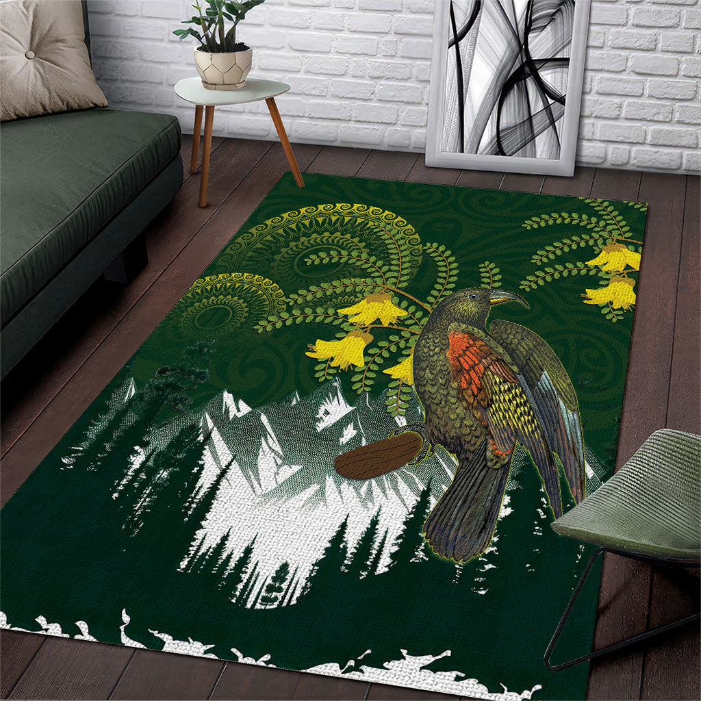 Kea Bird Kowhai New Zealand Area Rug Mountain Landscape Maori Art