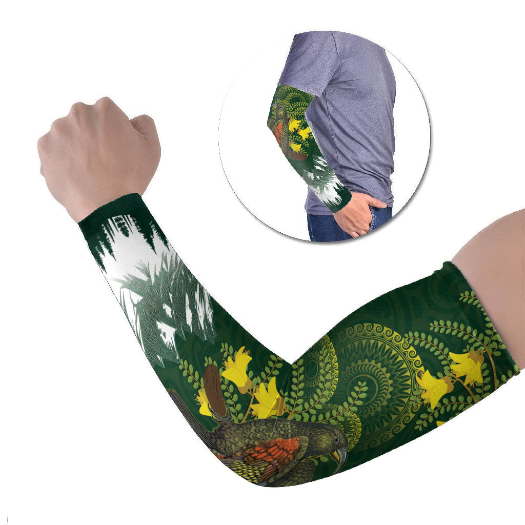 Kea Bird Kowhai New Zealand Arm Sleeves Mountain Landscape Maori Art