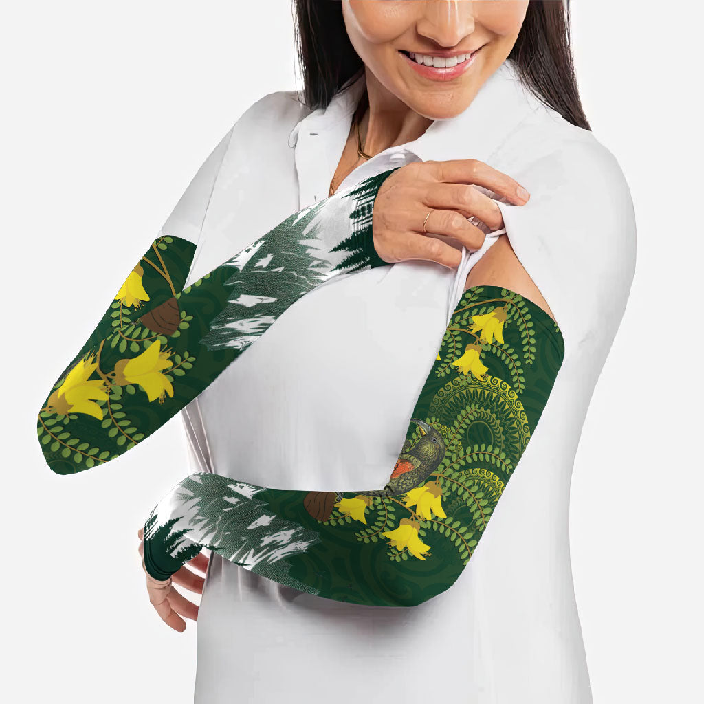 Kea Bird Kowhai New Zealand Arm Sleeves Mountain Landscape Maori Art