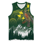 Kea Bird Kowhai New Zealand Basketball Jersey Mountain Landscape Maori Art