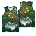 Kea Bird Kowhai New Zealand Basketball Jersey Mountain Landscape Maori Art