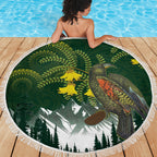 Kea Bird Kowhai New Zealand Beach Blanket Mountain Landscape Maori Art