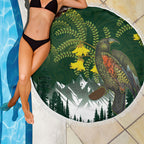 Kea Bird Kowhai New Zealand Beach Blanket Mountain Landscape Maori Art